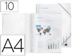 Capa Catálogo Liderpapel com espiral, 10 bolsas em polipropileno, formato A4, transparente.