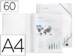 Capa Catálogo Liderpapel com espiral, 60 bolsas em polipropileno, formato A4, transparente.