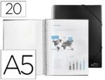 Capa Catálogo Liderpapel com espiral, 20 bolsas em polipropileno, formato A5, preto opaco.