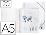 Capa Catálogo Liderpapel com espiral, 20 bolsas em polipropileno, formato A5, transparente.
