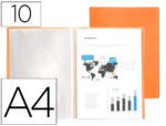 Capa Catálogo Liderpapel 10 bolsas em polipropileno, formato A4. Cor laranja fluor opaco.