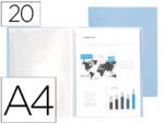 Capa Catálogo Liderpapel 20 bolsas em polipropileno, formato A4. Cor celeste opaco.