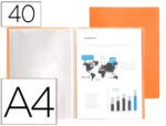 Capa Catálogo Liderpapel 40 bolsas em polipropileno, formato A4. Cor laranja fluor opaco.