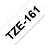 Fita Genérica p/ Rotuladora Brother TZe161 Preto/Transparente