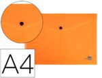 Bolsa Porta Documentos Liderpapel com mola. Formato A4, cor laranja fluorescente.