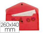 Bolsa Porta Documentos Liderpapel Com fecho de mola. Formato 26X14 cm. Cor vermelho translucido.