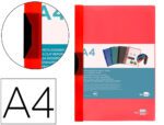 Bolsa Dossier Liderpapel com clip lateral. Formato A4, pack 60 folhas. Cor vermelho translucido.