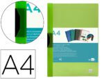 Bolsa Dossier Liderpapel com clip lateral. Formato A4, pack 60 folhas. Cor verde translucido.