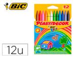 Lápis de Cera BIC Plastidecor, caixa com 12 unidades.