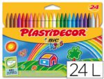 Lápis de Cera BIC Plastidecor, caixa com 24 unidades.