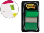 Bandas Separadoras Post-It Index 3M. Formato 25,4X43,1 mm. Dispensador de 50 mm. Cor verde.