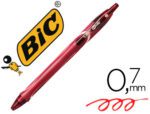 Esferográfica Bic Gelocity Quick Dry retrátil com tinta gel vermelho, ponta de 0,7 mm.