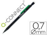 Lapiseira Q-Connect 0.7 mm. com 3 minas. Corpo preto com clip verde.