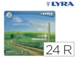 Lápis de Cor Lyra Graduate, caixa metálica de 24 cores sortidas.