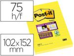Bloco de Notas Adesivas Post-It Super Sticky. Formato Raiado ultra. Formato 102X152 mm. Cor amarelo.