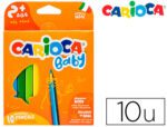 Lápis de Cor Carioca Baby 2 Anos. Caixa com 10 cores sortidos.