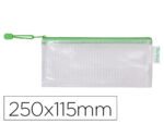 Bolsa Multiusos Tarifold Pvc. Formato 250X115 mm. Abertura superior com fecho porta esferógráfica e correia. Cor verde