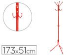 Cabide Metálico Q-Connect, com 8 suportes. Formato 173X51 cm. Cor vermelho.