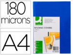 Capa de Encadernação Q-Connect Pvc. Formato. Formato A4 opaca. Cor azul, 180 microns, pack de 100 unidades.