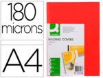 Capa de Encadernação Q-Connect Pvc. Formato. Formato A4 opaca. Cor vermelho, 180 microns, pack de 100 unidades.