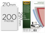 Capa de Encadernação Fellowes Pvc. Formato A4 transparente, com 200 microns, pack de 100 unidades.