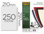 Capa de Encadernação Fellowes cartão. Formato A4 a imitar pele preta delta 250 grs. Pack de 100 unidades.