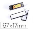 Identificador Durable Pvc magnético com efeito lupa. Cor preta, medidas 67X17 mm.