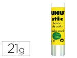 Cola em Stick/Baton Uhu. Contém 21 grs. em Blister.