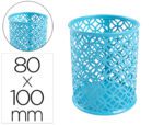 Porta Lapis Q-Connect Metal Redondo Turquesa Diametro 80 Altura 100 Mm