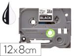 Fita Q-Connect Tze-335, preta-branca, 12mm. X 8 metros.