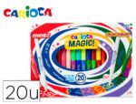Marcador Carioca Magic apagável. Caixa com 20 unidades, cores sortidas.