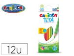 Lápis de Cor Carioca Tita Hexagonal. Caixa com 12 unidades, cores sortidas.