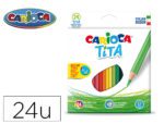Lápis de Cor Carioca Tita Hexagonal Caixa com 24 unidades, cores sortidas.
