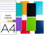 Caderno Espiral Liderpapel Witty capa extra dura. Formato A4, com 140 folhas, papel de 75 grs. pautado 7mm. Dupla margem, cores sortidas.