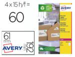 Etiqueta Adesiva Avery papel branco reciclado 192X61 mm. Laser pack de 400 etiquetas.