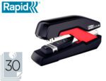 Agrafador Plástico Rapid So30C. Cor preto/vermelho. Capacidade 30 folhas. Usa agrafes Omnipress 30.