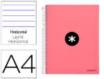 Caderno Espiral Liderpapel Antartik capa forrada. Formato A4, com 120 folhas, papel de 100 grs. pautado. 5 bandas, cor coral.