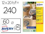 Etiqueta Adesiva Avery Kraft efeito cartão redonda 60 mm. Removível para laser e tinteiro.