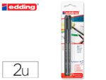 Marcador Edding 1200 ponta de fibra redonda. Traço 1 mm. N.1, cor preto, Blister de 2 unidades.