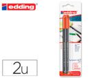 Marcador Edding 1200 ponta de fibra redonda. Traço 1 mm. N.2, cor vermelho, Blister de 2 unidades.