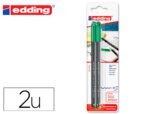 Marcador Edding 1200 ponta de fibra redonda. Traço 1 mm. N.4, cor verde, Blister de 2 unidades.