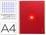 Caderno Espiral Liderpapel Antartik capa forrada. Formato A4, com 80 folhas, papel de 90 grs. quadrícula 5mm. Uma banda com 4 furos. Cor framboesa.