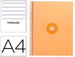 Caderno Espiral Liderpapel Antartik capa forrada. Formato A4, com 80 folhas, papel de 90 grs. pautado. Uma banda com 4 furos. Cor amarelo claro.