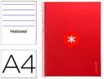Caderno Espiral Liderpapel Antartik capa forrada. Formato A4, com 80 folhas, papel de 90 grs. pautado. Uma banda com 4 furos. Cor framboesa.