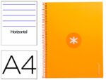 Caderno Espiral Liderpapel Antartik capa forrada. Formato A4, com 80 folhas, papel de 90 grs. pautado. Uma banda com 4 furos. Cor mostarda.