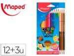 Lápis de Cor Maped Color Peps World. Caixa com 12 cores sortidas + 3 Duo tons de pele.