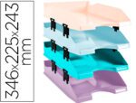 Tabuleiro De Secretaria Exacompta Aquarel Set De 4 Bandejas Combo Midi Cores Pastel 346X225X243 Mm