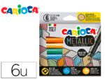 Marcador Carioca Metallic ponta Maxi 6 mm. Caixa com 6 cores sortidas.