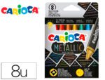 Lápis de Cera Carioca Metallic Triangular. Caixa com 8 cores sortidas.