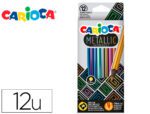 Lápis de Cor Carioca Metallic Hexagonal. Mina 3,3 mm. Caixa com 12 cores sortidas.